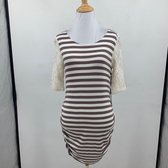 Jessica Simpson Shirt Womens S Small Ivory Otter Lace Sleeves Ruched Maternity - Picture 2 of 14